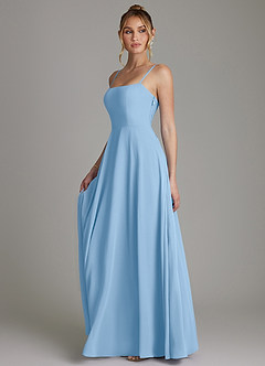 Azazie Elita Bridesmaid Dresses Powder Blue A-Line Pleated Chiffon Dress image5