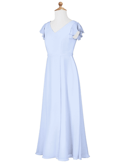Azazie Claudine Junior Ice A-Line Pleated Chiffon Dress image7