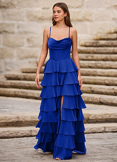 Rhythm Royal Blue Ruffled A-line Prom Dress image5