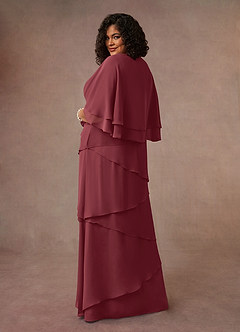 Azazie OHara Mother of the Bride Dresses Merlot A-Line V-Neck Chiffon Dress image11