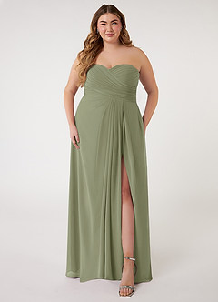 Azazie Arabella Allure Vestidos de damas de honor Vestido de Pistacho de Gasa de Corte en A Convertible con Escote de Corazón image12