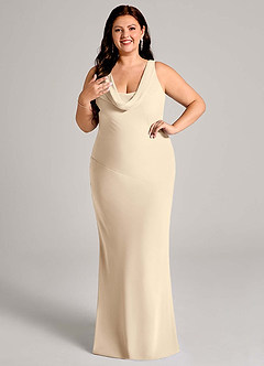 Azazie Rylina Bridesmaid Dresses Champagne Mermaid Pleated Chiffon Dress image10