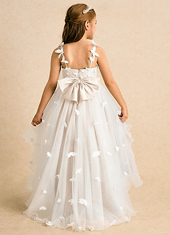 Azazie Darlina Robe Demoiselle D'honneur Fillette Robe Princesse en Tulle Dentelle Ivoire Albâtre Blanc image7