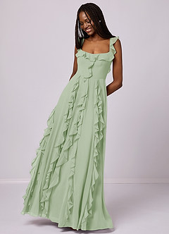 Barbie ♥ Azazie Bridesmaid Dresses Dusty Sage A-Line with Pockets Chiffon Dress image5