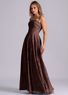 Azazie Lucienne Bridesmaid Dresses Espresso A-Line Strapless Floral Burnout Dress image7