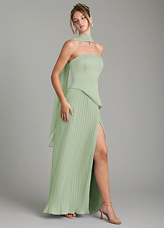 Azazie Tierney Bridesmaid Dresses Dusty Sage A-Line Strapless Chiffon Convertible Dress image9