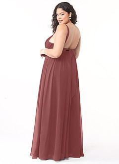 Azazie Aziza Bridesmaid Dresses Amethyst A-Line V-Neck Pleated Chiffon Dress image10