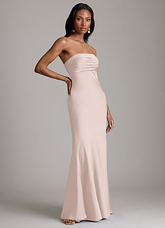 Azazie Saylor Brudtärnklänningar Klä av Sjöjungfru i Stretch Satin Axelbandslös Rodnande Rosa image4