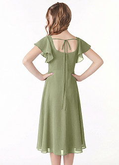 Azazie Bondi Junior Linia A Marszczony Szyfon Długość herbaty Młodsza druhna Sukienka image3