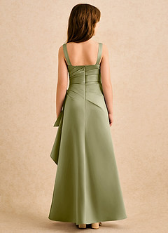 Azazie Ciara Girls Formal vestidos de niña de las flores Vestido de Musgo Verde de Satin Mate de Corte en A con Plisado image2