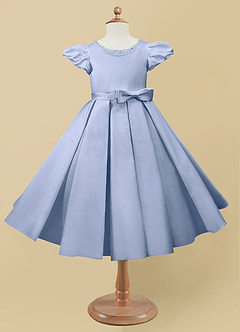 Azazie Jewel Blumenmädchenkleider Ballkleid Plissee Matte Satin Kleid Eis image4