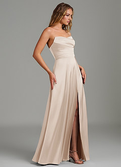 Azazie Niveah Bridesmaid Dresses White Alabaster A-Line Strapless Stretch Satin Convertible Dress image7