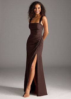 Azazie Jesaphine Bridesmaid Dresses Ganache Sheath Bow Chiffon Dress image1