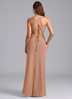 Azazie Evadne Bridesmaid Dresses Champagne Rose A-Line Pleated Chiffon Dress image7