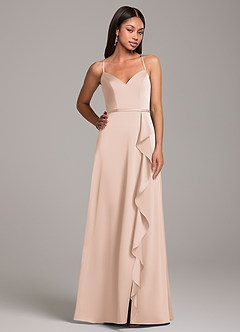 Azazie Naeem Robes de demoiselle d'honneur Robe Trapèze en Satin extensible Rose Pâle image5