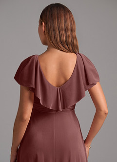 Azazie Lainey Brautjungfernkleider A-Linie Gestreift Samt Kleid Espresso image6