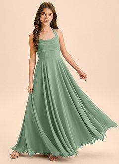 Azazie Kady Junior Matcha A-Line Sweetheart Neckline Chiffon Dress image4