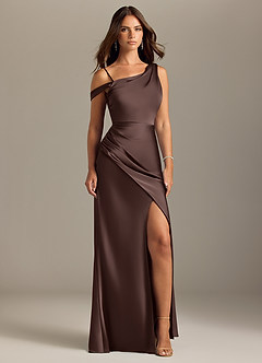 Azazie Madelyn Bridesmaid Dresses Ganache Mermaid One Shoulder Stretch Satin Convertible Dress image9