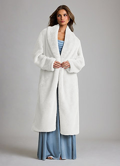 front Maxi Faux Fur Full-Length Coat