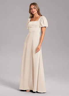Azazie Fyona Bridesmaid Dresses White Alabaster A-Line Pleated Stretch Satin Dress image4
