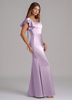 Azazie Elkie Jurken voor bruidsmeisjes Jurk van Stretch Satijn met Zeemeermin Vierkante halslijn Frosted Lila image3