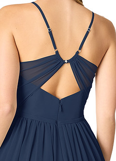 Azazie Cora Vestidos de damas de honor Vestido de Azul Marino Oscuro de Gasa de Corte en A con Plisado image3