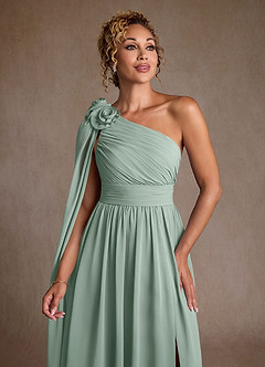 Azazie Lancaster Mère de la mariée Robes Robe Trapèze en Mousseline de soie Asymétrique Agave image6