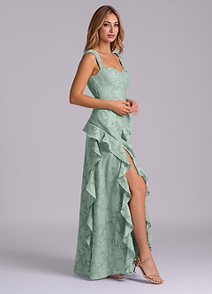 Azazie Sloane Brautjungfernkleider A-Linie Herzausschnitt Blumen-Burnout Kleid Agave image5