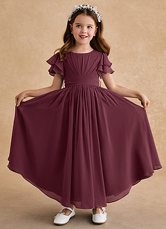 Azazie Ali Flower Girl Dresses Cabernet A-Line Pleated Chiffon Dress image1