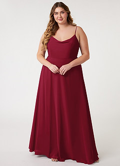 Azazie Daenerys Jurken voor bruidsmeisjes Jurk van Chiffon met A-Lijn Frock Bourgondië image8