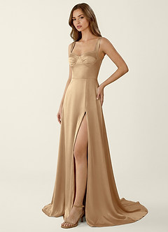 Dolce Vita Champagne Satin Lace Up Back Prom Dress image3