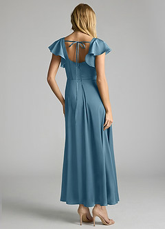 Azazie Bondi Bridesmaid Dresses Bermuda A-Line Ruched Stretch Satin Dress image3