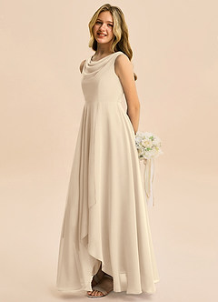 Azazie Mannie Junior Linia A Pofałdowany Szyfon Asymetryczny Młodsza druhna Sukienka image4