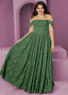 Barbie ♥ Azazie Bridesmaid Dresses Eucalyptus A-Line Off the Shoulder Floral Burnout Convertible Dress image7