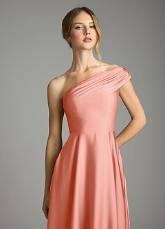 Azazie Melanie Suknie dla druhen Linia A Zza ramienia Satyna elastyczna Do ziemi Sukienka image6