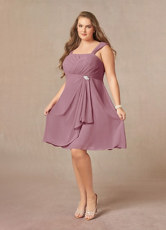 Azazie Olivia Mother of the Bride Dresses Vintage Mauve A-Line Square Neckline Pleated Chiffon Dress image10