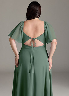Azazie Chloe Robes de demoiselle d'honneur Robe Trapèze en Mousseline de soie Encolure en Forme de Cœur Eucalyptus image13
