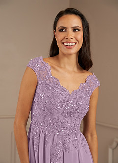 Azazie Amethyst Mother of the Bride Dresses Wisteria A-Line V-Neck Sequins Chiffon Dress image7