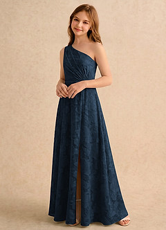 Azazie Pudles Girls Formal Flower Girl Klänningar Klänning A-linje i Blommig Utbrändhet One-shoulder image5