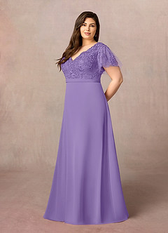Azazie Singer Mother of the Bride Dresses Tahiti A-Line V-Neck Lace Chiffon Dress image8