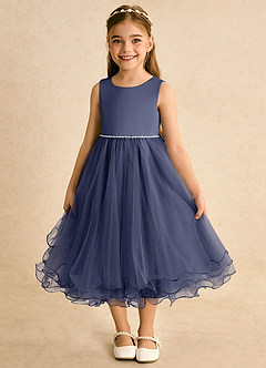 Azazie Lass Flower Girl Dresses Stormy A-Line Bow Tulle Dress image2