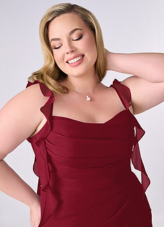 Barbie ♥ Azazie Bridesmaid Dresses Burgundy Mermaid Corset Chiffon Dress image11