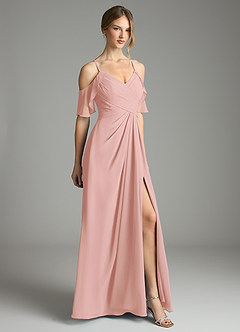 Azazie Dakota Bridesmaid Dresses Rosette A-Line V-Neck Pleated Chiffon Dress image5