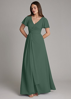 Azazie Kaya Final Sale Sea Moss A-Line Pleated Chiffon Dress image5