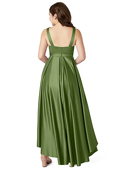 Azazie Inaya Junior A-Linie Gürtel/Schärpe Stretch-Satin Kleid Wacholder image2