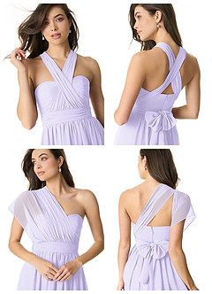 Azazie Olani Vestidos de damas de honor Vestido de Lila de Gasa de Corte en A Convertible con Vestidos sin tirantes image8