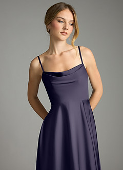 Azazie Elle Bridesmaid Dresses Stormy A-Line Pleated Stretch Satin Dress image2
