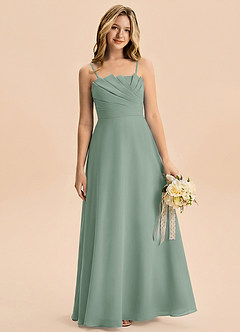 Azazie Rory Junior Silver Sage A-Line Pleated Chiffon Dress image1