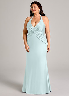 Azazie Valerie Jurken voor bruidsmeisjes Jurk van Stretch Satijn met Zeemeermin Geplooid Zeeglas image11