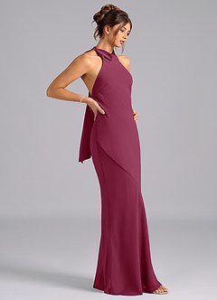 Azazie Velli Bridesmaid Dresses Mulberry Mermaid Bow Chiffon Dress image4